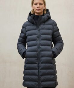 Alternative view of ABRIGO GRIS AZULADO ACOLCHADO ENTALLADO