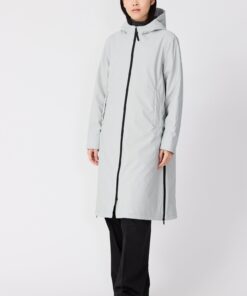 ABRIGO TORMENTA GRIS LARGO CREMALLERAS LATERALES