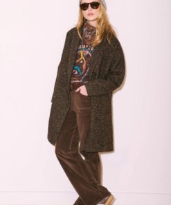 ABRIGO MKT MARRON JASPEADO CORTO