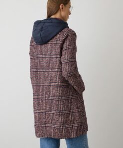 Alternative view of Abrigo a cuadros capucha impermeable