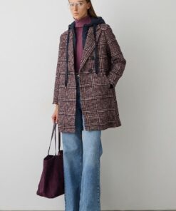 Abrigo a cuadros capucha impermeable