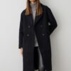 Abrigo largo bolsillos NEGRO CRUZADO