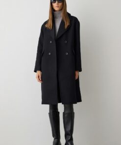 Alternative view of Abrigo largo bolsillos NEGRO CRUZADO