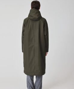 Abrigo verde khaki impermeable largo oversize 2