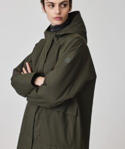 Alternative view of Abrigo impermeable verde khaki largo oversize