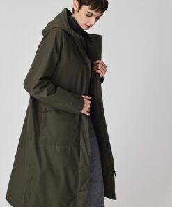 Abrigo verde khaki impermeable largo oversize 5