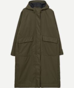Abrigo verde khaki impermeable largo oversize 8