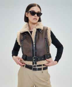 CHALECO DE CUERO ECOLÓGICO CON INTERIOR DE PELO DE OVEJA