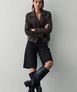 Chaqueta piel cremalleras