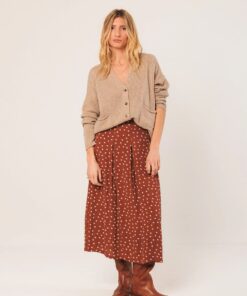 FALDA MIDI EVASÉ TERRACOTA TOPOS