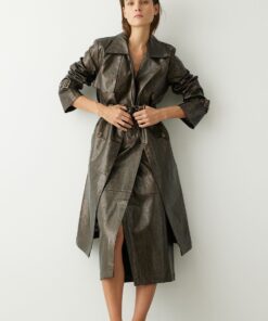 Gabardina larga efecto cuero