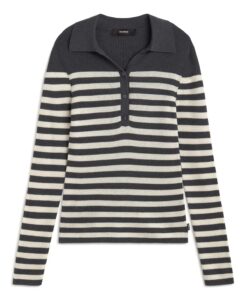 POLO ECOALF GRIS/RAYA CRUDA CANALE FINO 9 JERSEY GENTIA AZUL PARA MUJER ECOALF 1