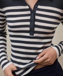 POLO ECOALF GRIS/RAYA CRUDA CANALE FINO 8 JERSEY GENTIA AZUL PARA MUJER ECOALF 3