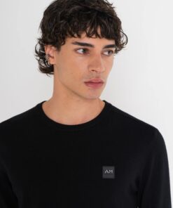 JERSEI MORATO LISO BASICO NEGRO 9 JERSEY SLIM FIT EN MEZCLA VISCOSA CON PARCHE LOGO ANTONY MORATO MMSW01439 YA500002 9000 03 1