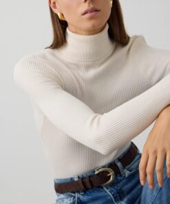 Alternative view of JERSEY CRUDO Cuello alto básico de canalé