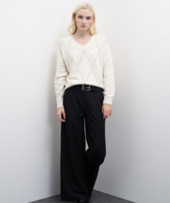 Alternative view of PANTALÓN PALAZZO DE LANA MIXTA CON DOBLE TRABILLA