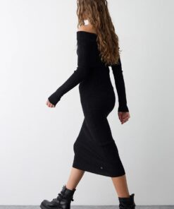 Alternative view of Vestido midi de canalé con hombros descubiertos