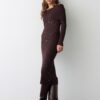VESTIDO BSB MARRON PTO.CANALE LARGO 2 Vestido midi de canale con hombros descubiertos BSB Fashion 1