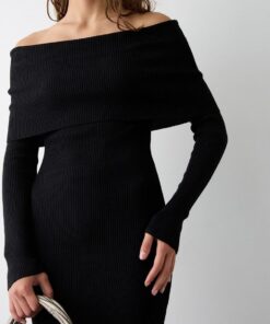 Vestido midi de canale con hombros descubiertos BSB Fashion 2 1