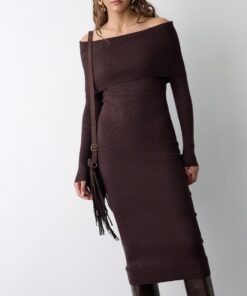 Vestido midi de canale con hombros descubiertos BSB Fashion 3