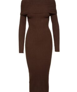 Vestido midi de canale con hombros descubiertos BSB Fashion 4