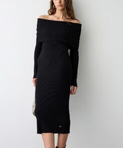 Vestido midi de canale con hombros descubiertos BSB Fashion 5 1